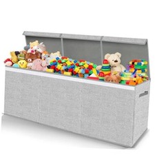 Extra Large Toy Box for Girls Boys - Collapsible Kids Toy Chest light grey