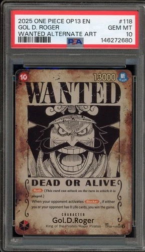 One Piece CCG Gol.D.Roger Wanted Alternate Art OP09-118 PSA 10 Gem Mint