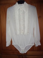Vintage 1970s Women s Mod Bodysuit Nylon Long Sleeve Lacy Montgomery Wards 34