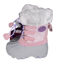 New TOTES Toddler Girls SZ 6T Waterproof Pink/Purple Snow Boots Faux Fur Trim