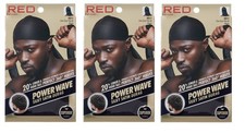 BL Kiss Red Durag Power Wave Silky Satin Black X 3 Packs