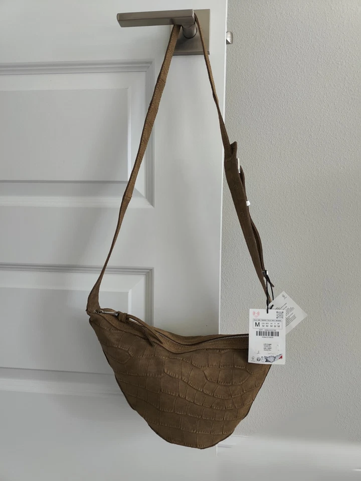 ZARA WOMAN SUEDE SHOULDER Crossbody BAG BROWN NEW - Image 4 of 4
