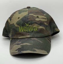 Wawa Camo Baseball Cap Adj. Strapback Embroidered Neon Green Logo Trucker Hat