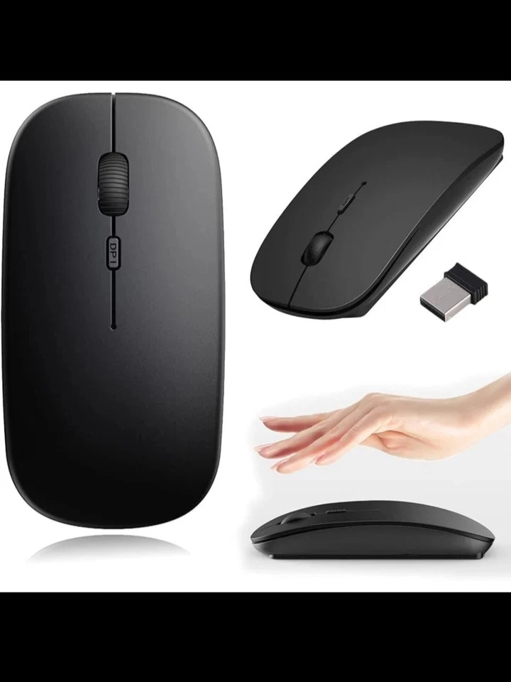 2.4GHz BLACK WIRELESS USB MOUSE SCROLL SLIM CORDLESS OPTICAL FOR MAC PC LAPTOP - Image 4 of 4