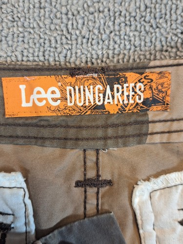 Lee Salopette Cargo Shorts Uomo 32 Verde Mimetico Y2K Baggy Grunge - Foto 2 di 8