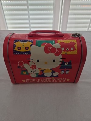 Hello Kitty Metall Box 22x15cm 90s Vintage Red Rot Bin Metal Sanrio Dress Up 