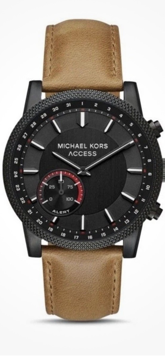 Michael Kors MKT4026 Men's Black Leather Analog Dial Hybrid