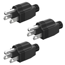 Extension Cord Plug Replacement 2 Pole 3 Prong 15A 125V Black