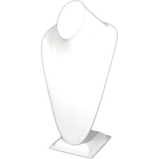 White Faux Leather Necklace Bust Jewelry Display 14 1/2"