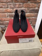 Ferragamo Tirolo 7cm Black Stretch Ankle Boots Sz 6.5