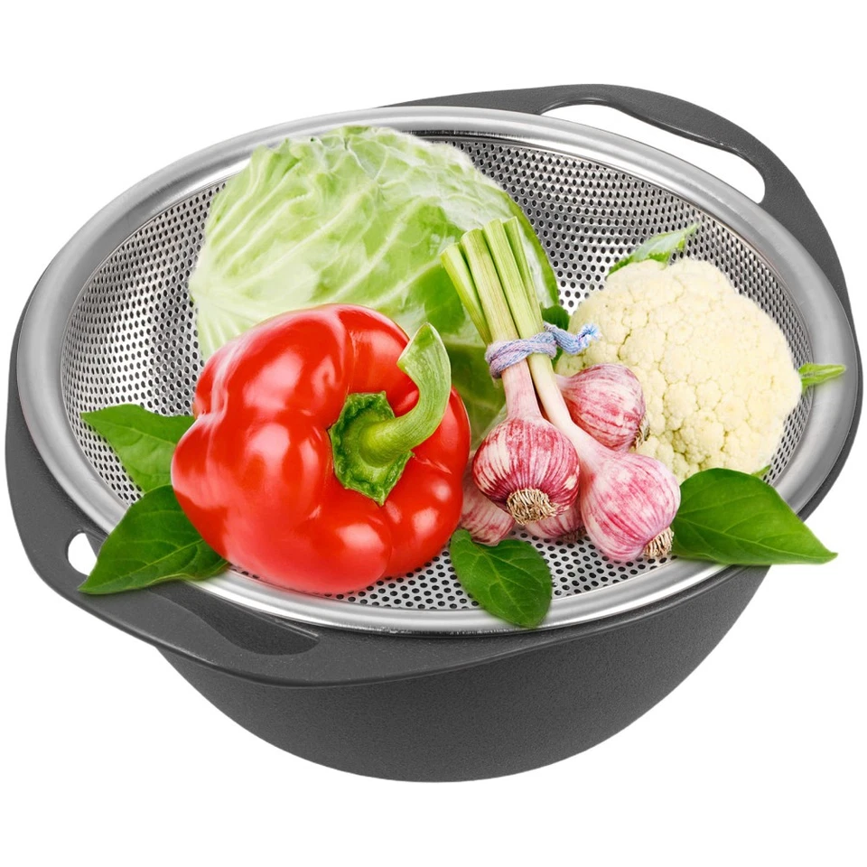 Scolapasta da cucina, cestello di scarico per lavare e filtrare, scolapasta a - Immagine 2 di 4