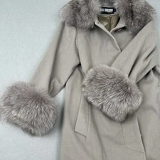 Dale Dressin Pure 100% Cashmere Italian Fur Pea Coat Women's Size 6 Harlin