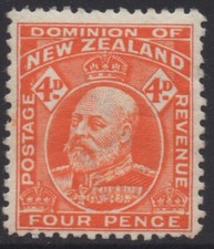 NEW ZEALAND 1909  4d ORANGE 