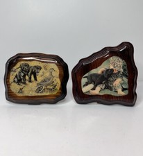 Vintage Black Labradore Puppies Hand Made Polyuthene Wood Small Stand Plaques