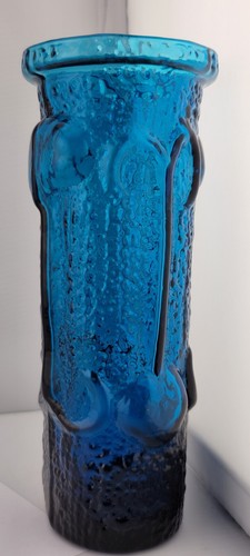 MCM Italy Vintage Wayne Husted Stelvia Glass Electric Blue Abstract Flower Vase - Imagen 9 de 11