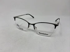 REVOLUTION EYEWEAR ASHFORD 53/18/135 BLACK SILVER FLEX HINGE EYEGLASSES &I45