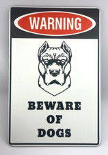 WARNING BEWARE OF DOGS Funny / Informative / ALUMINUM Sign Wall Door 8" x 12"