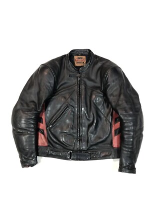 IXS Vintage Racing Motorcycle Leather Jacket Black Red 