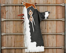 Western Leather Top Grain Bull Riding  Rodeo Chinks with Matching Fringes : 8520