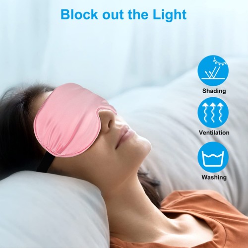 3pcs Travel Sleep Soft Silk Eye Mask, Padded Shade Cover Blindfold for Men Women - Picture 2 of 7