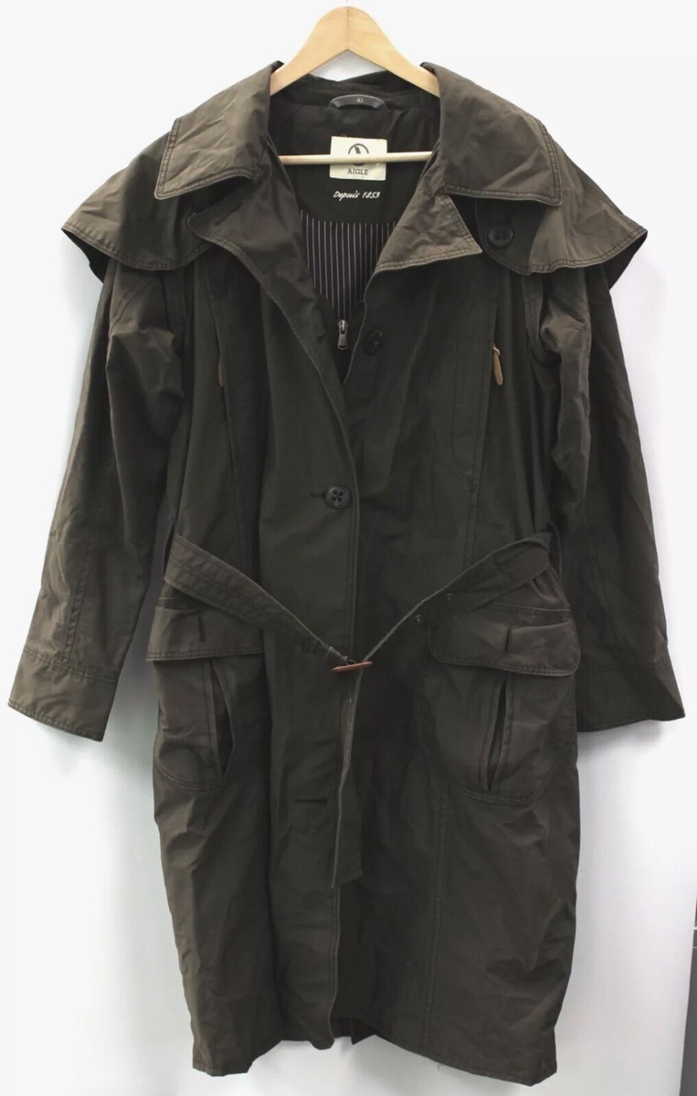 Aigle Womens Belted Cotton Blend Trench Coat Size 42 UK 14