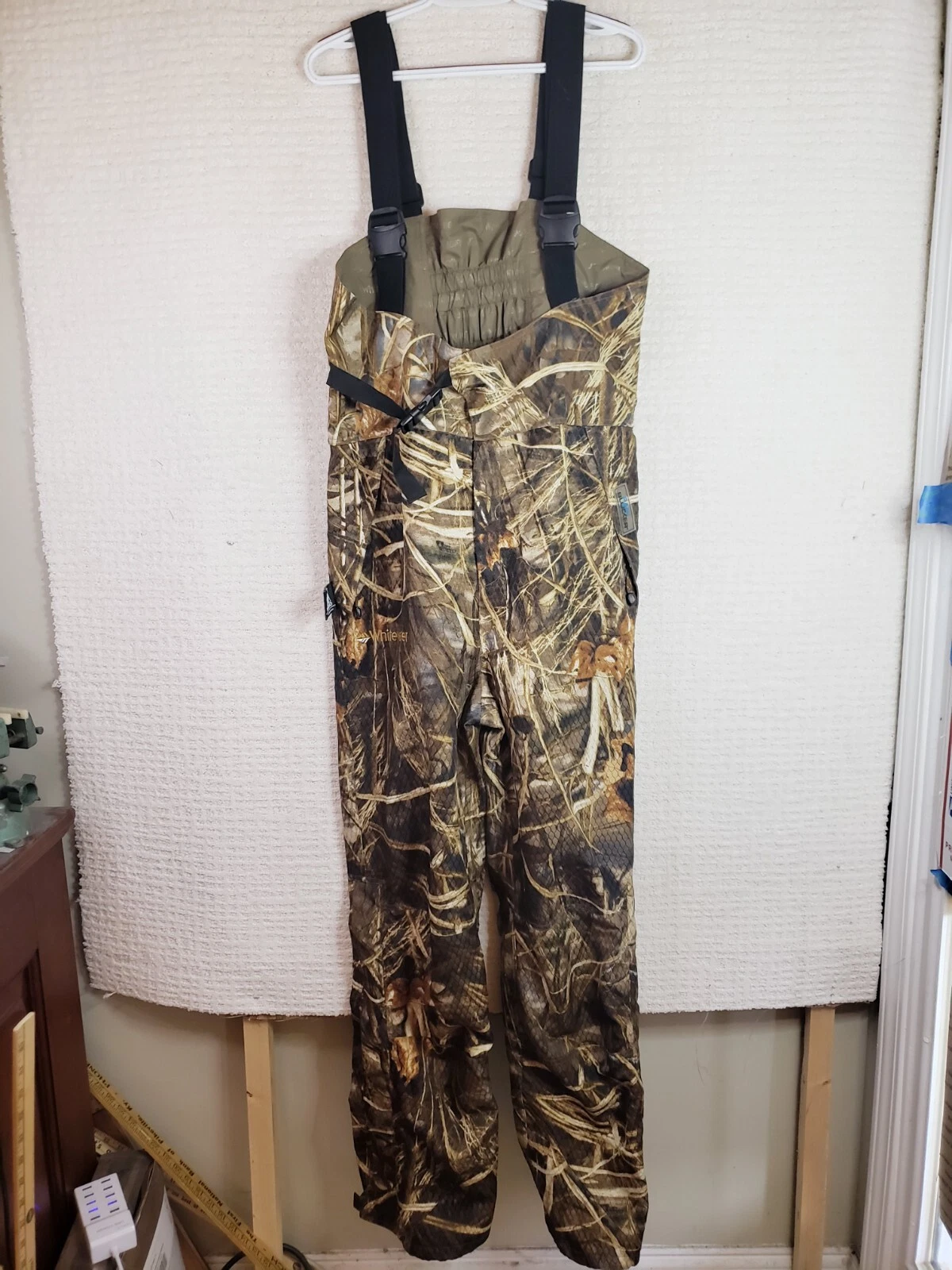 Whitewater Outdoors Bib Overalls Men’s L Ankle Zip Lined Camo Rain Blocker Rhino
