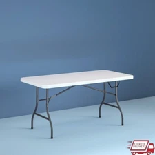 Folding Table Heavy Duty Resin Portable Indoor Outdoor Event Utility 6ft White