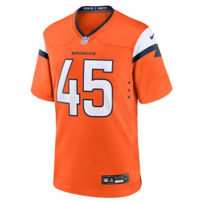 Denver Broncos Nate Adkins #45 Nike Orange 2025 Official NFL
