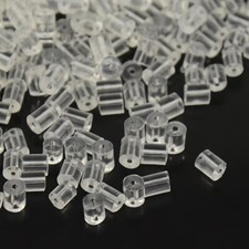 100 Plastic Earring Backs Stoppers Barrell Clear 