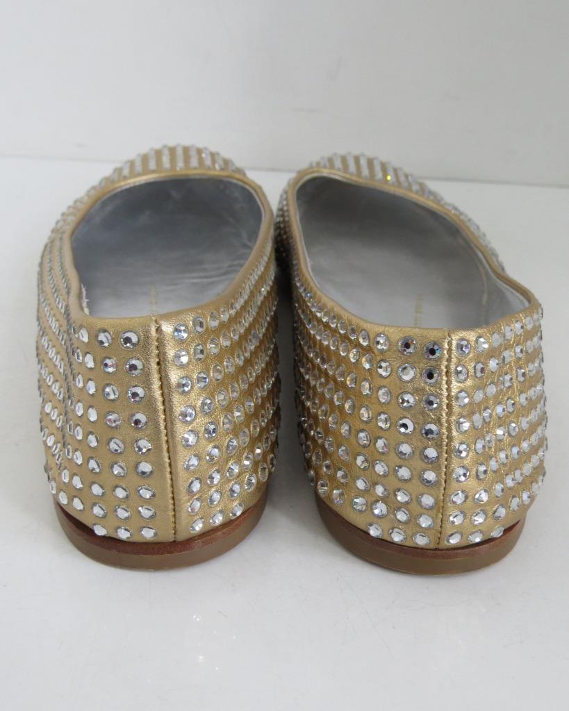 Giuseppe Zanotti Gold Pelle Crystals/Ballet Flats w/ Crystals/Ballet Pelle Slippers/Shoes Sz 8 403002 Giuseppe Zanotti Gold Pelle Crystals/Ballet Flats w/ Crystals/Ballet Pelle Slippers/Shoes Sz 8 403002
