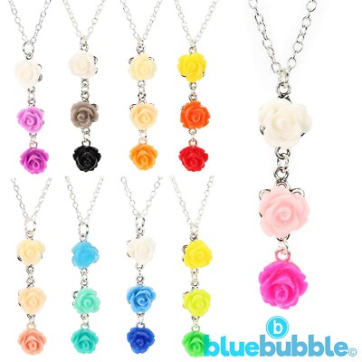 bluebubble OMBRE Rose Bud Wedding Flower Necklace Gift Card Bridesmaid Festival