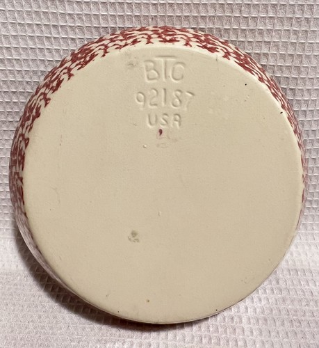 BTC-Henn Bel-Terr Made Pottery-Red Spongeware Small 7” Shallow Bowl - Picture 3 of 3