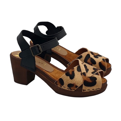 Sandalias de Mujer de Piel Leopardo Con Cinturón - MY165 GHEPARDO - Imagen 2 de 4