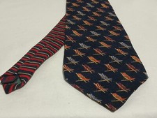 Tommy Hilfiger 100% Italian Silk Navy Beach Chair Print Tie Made In USA