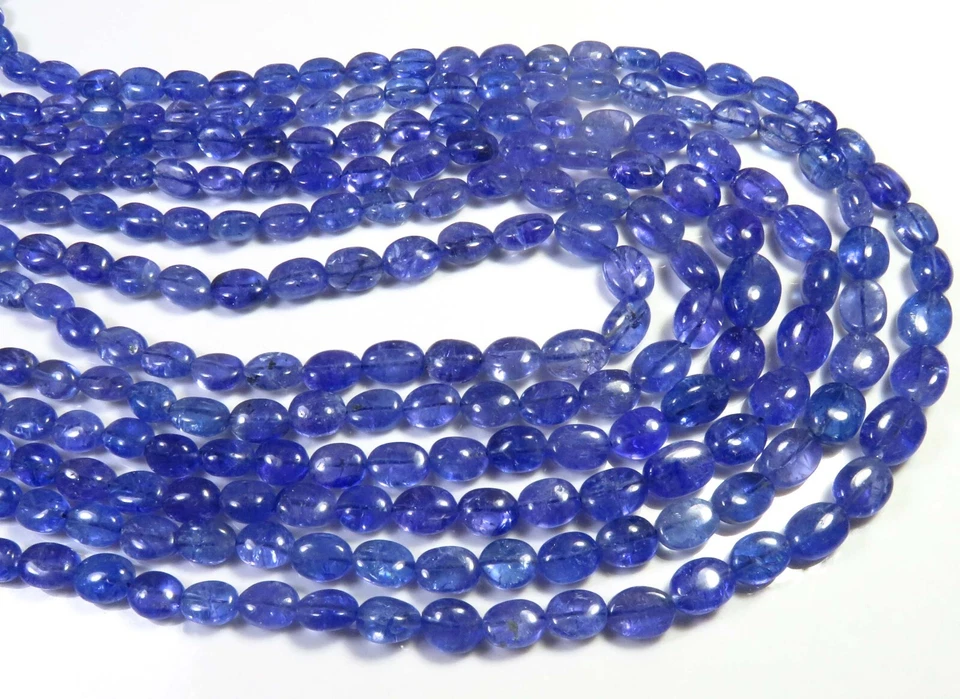 AAA+ Natural Blue Tanzanite Oval Smooth Gemstone Beads 5-9mm 4-18inches GV-4297 - Image 4 of 4