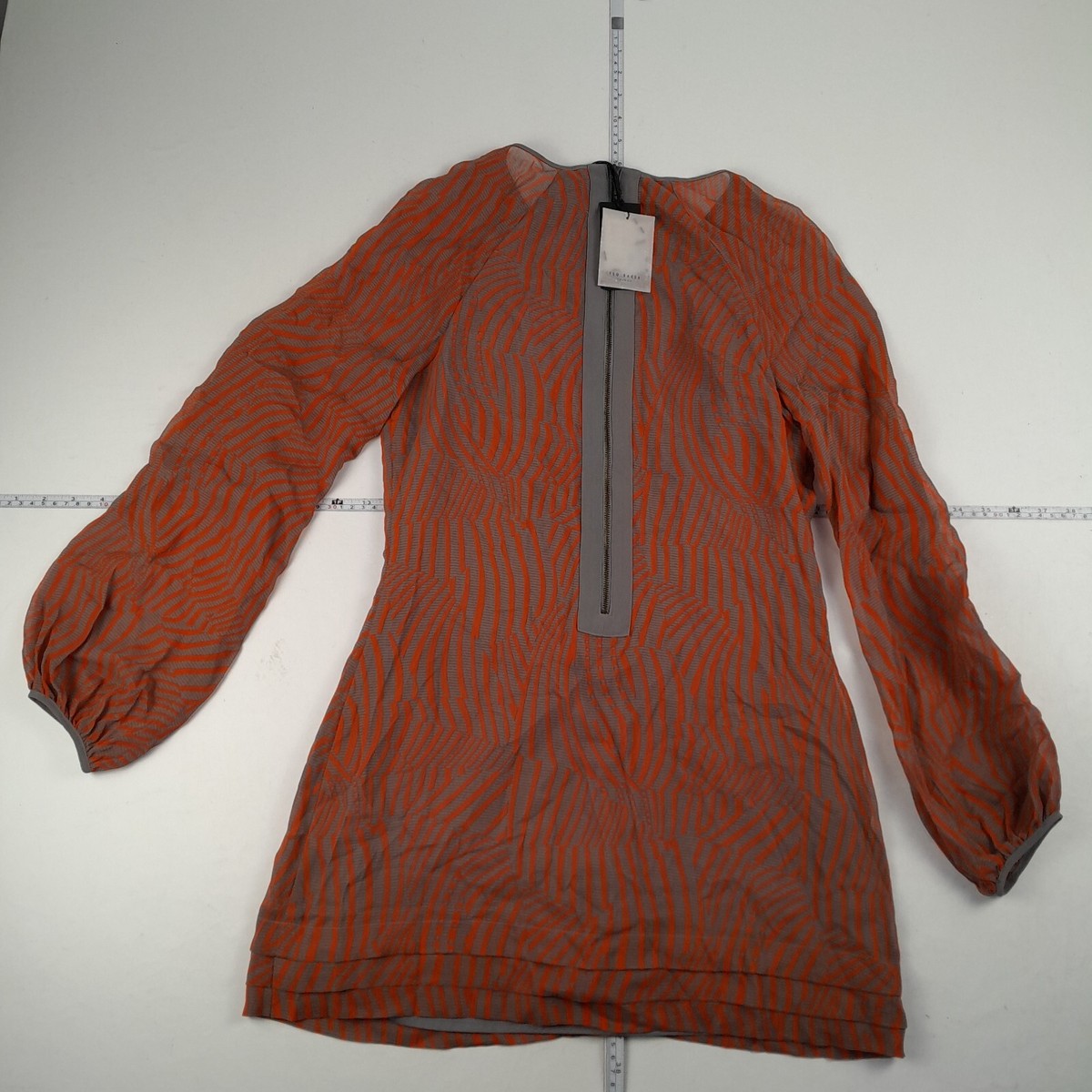 TED BAKER Dress 2 10 Burnt Orange Round Neck Long Sleeve Short | eBay