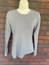 Camisa Térmica Ligera Manga Larga Top Grande Blusa Gris Cuello Redondo Ligera