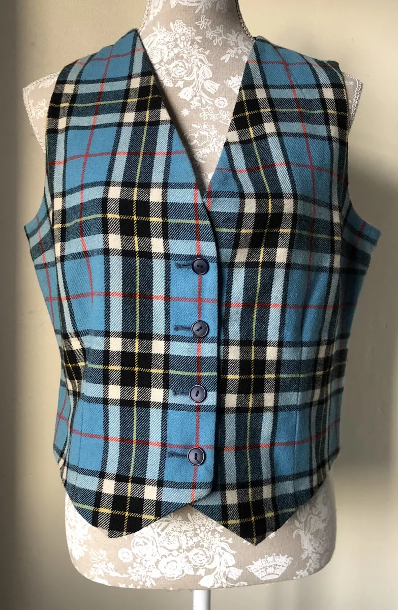 Blue tartan waistcoat cheap