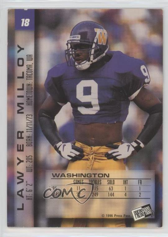 1996 Press Pass Paydirt Draft Picks Red Lawyer Milloy 18 Rookie RC eBay