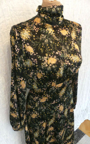 ZARA MIDI KLEID ASYMMETRISCH BLUMEN FLORAL LONG HIGH NECK DRESS ASYMMETRIC - Picture 3 of 9