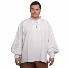 Viking Pirate Shirt Classic Medieval Renaissance Handmade Costume Cotton White