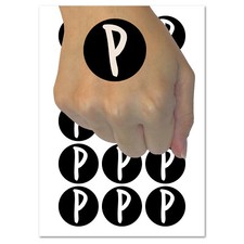 Letter P Uppercase Felt Marker Font Temporary Tattoo Water Resistant Set