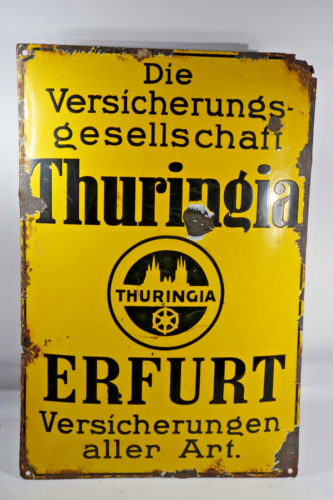 1930er Jahre Thuringia Erfurt Emailschild l 33 x 49,5 cm gewölbt - Bild 1 von 5