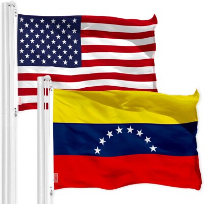 NEW G128 Venezuela Flag and American USA Flag Set 3x5 FT Printed Polyester