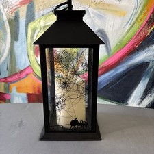 Halloween 13 in Spider  SpiderWeb Black Battery Operated Plastic Lantern NWOT