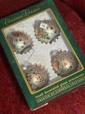 Vintage Christmas Tree Ornaments Mercury Glass Gold Commodore Hand Painted