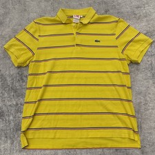 Lacoste Polo Shirt - Mens 7 2XL - Yellow Blue Red White - Golf Preppy