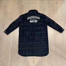 NWT NFL Seattle Seahawks Men’s Flannel Coat - Large Blue/Green