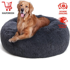 Hundebett Rund Kuschelig Waschbar 100 cm Dunkelgrau