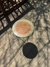 Vintage Gold Leaf Over Iron and Mosaic Glass Tripod Plant Stand — photo 3